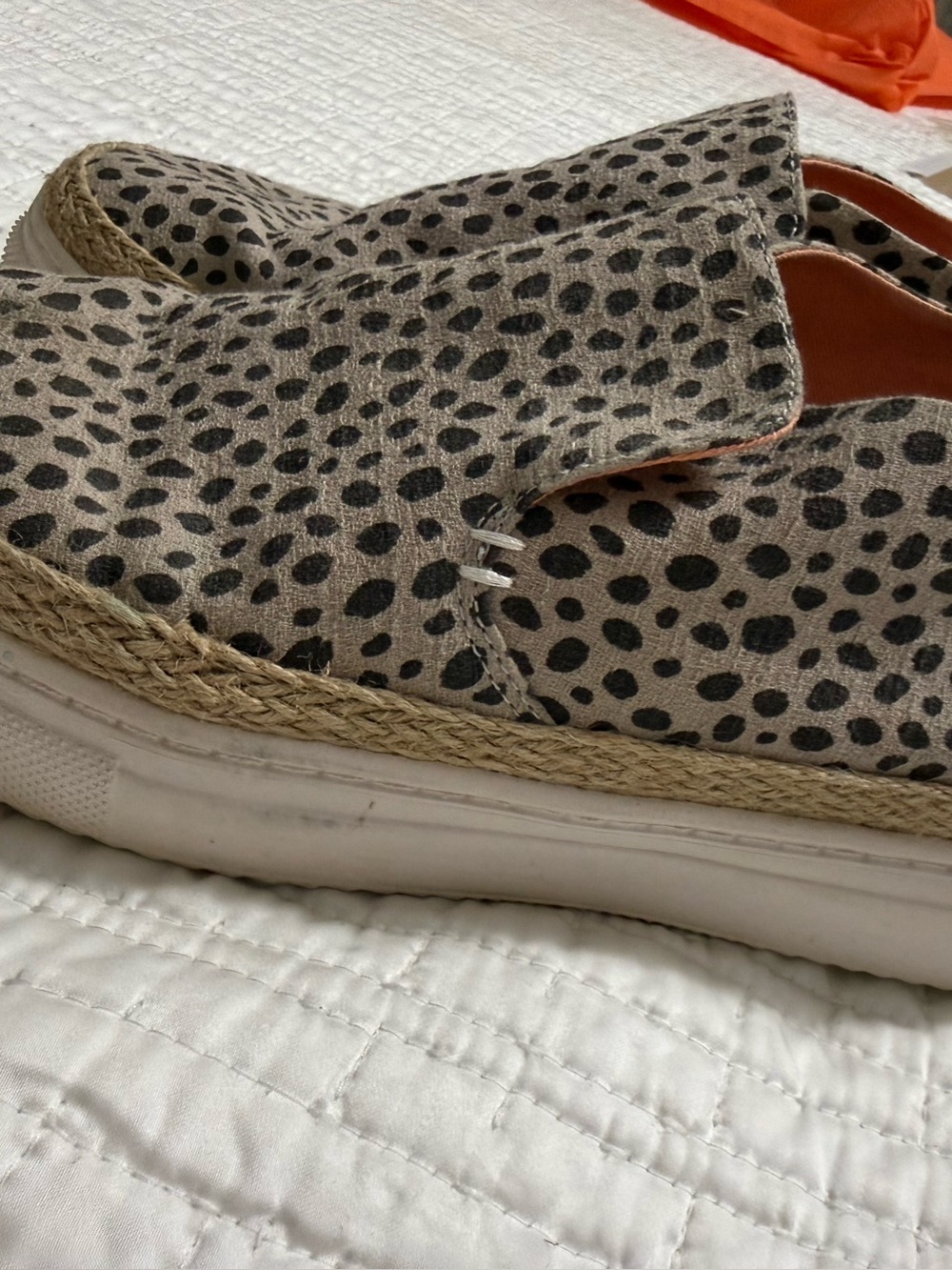 Hey Dude Slip-On Espadrilles in Taupe with Black Spot Print